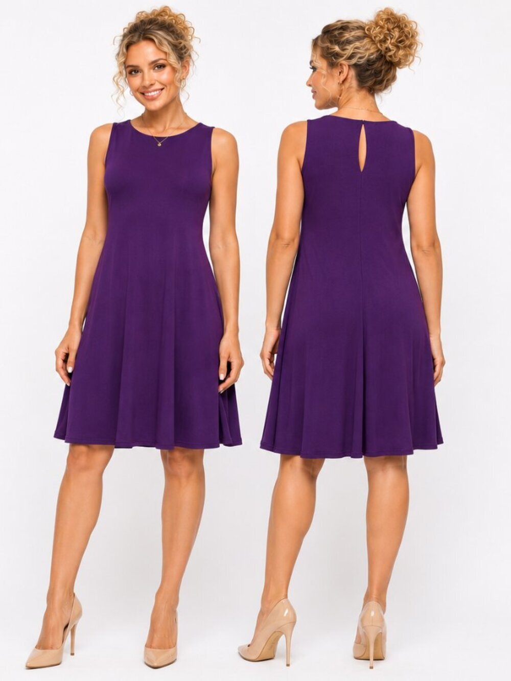 Lauren Ralph Lauren Purple Sleeveless A-Line Keyhole Back Dress Size 8